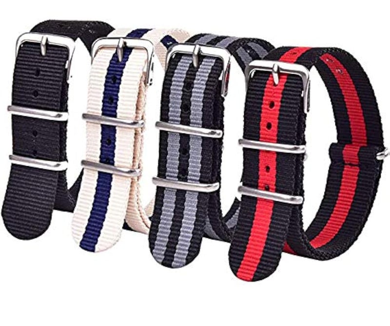 Ritche Christmas Gift 18mm Nylon Straps Nylon Watch Bands Compatible with Seiko Watch for Men Women (4 Packs), White Elephant Gifts, Stocking Stuffers for Men - Image 1
